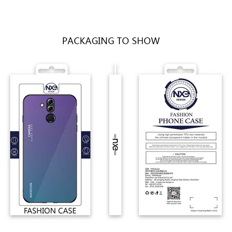 NXE Tempered Glass Back + TPU Hybrid Phone Cover for Huawei Mate 20 Lite - Purple / Blue-6
