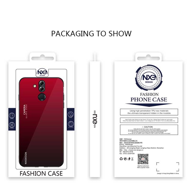 NXE Tempered Glass Back + TPU Hybrid Phone Case for Huawei Mate 20 Lite - Red-6