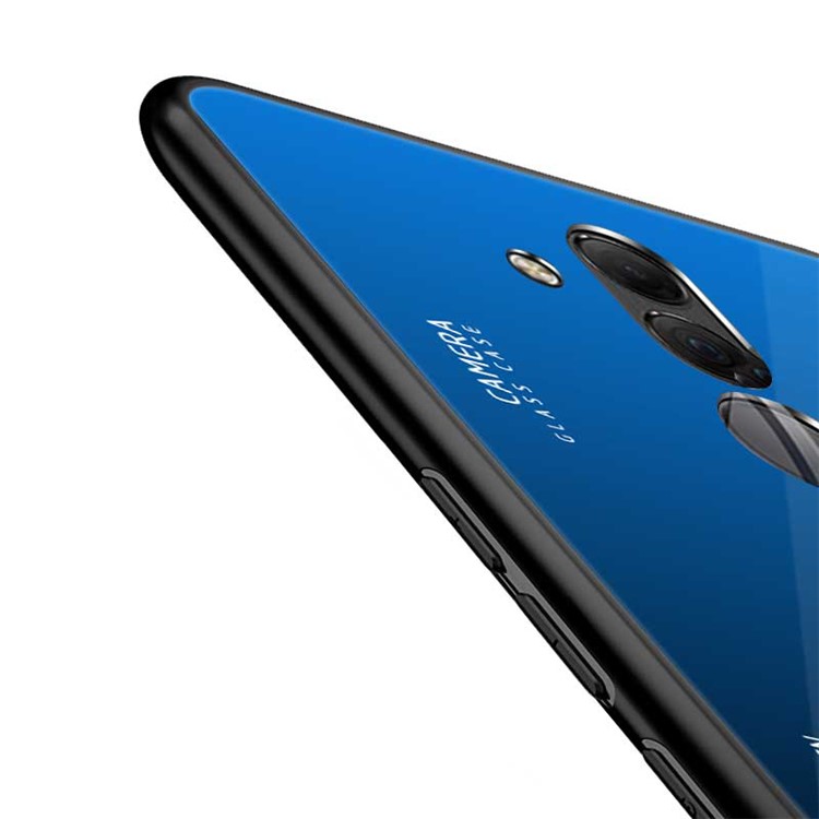 NXE Tempered Glass Back + TPU Hybrid Phone Casing for Huawei Mate 20 Lite - Dark Blue-5