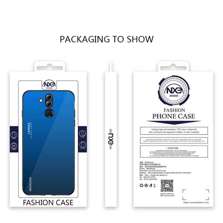 NXE Tempered Glass Back + TPU Hybrid Phone Casing for Huawei Mate 20 Lite - Dark Blue-6