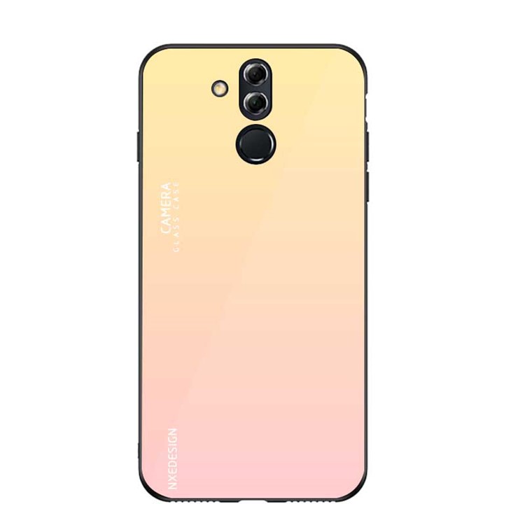 NXE Tempered Glass Back + TPU Mobile Casing for Huawei Mate 20 Lite - Yellow / Pink-1