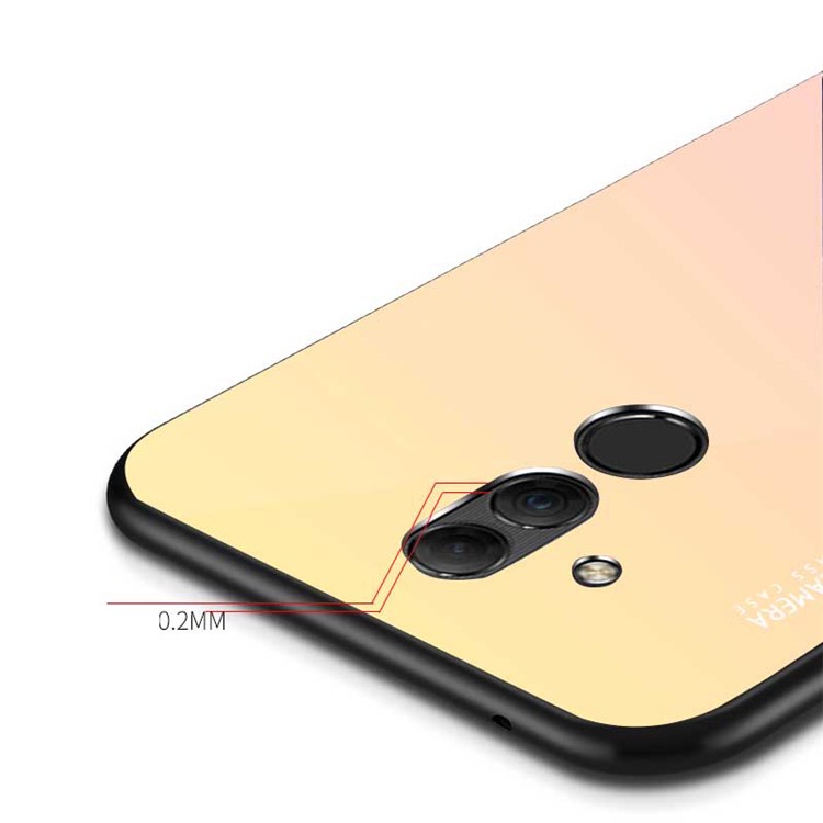 NXE Tempered Glass Back + TPU Mobile Casing for Huawei Mate 20 Lite - Yellow / Pink-4