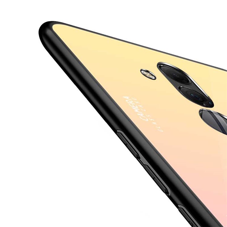 NXE Tempered Glass Back + TPU Mobile Casing for Huawei Mate 20 Lite - Yellow / Pink-5