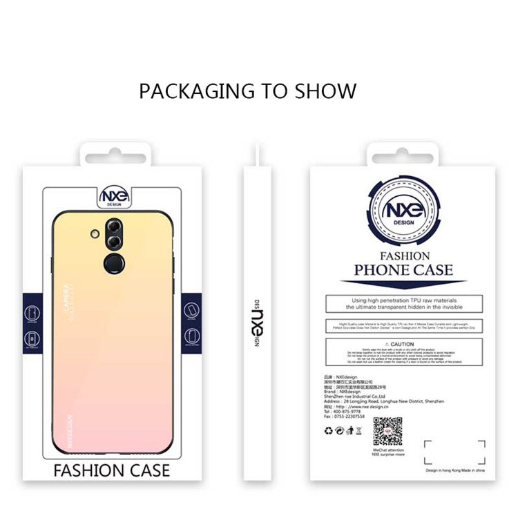 NXE Tempered Glass Back + TPU Mobile Casing for Huawei Mate 20 Lite - Yellow / Pink-6