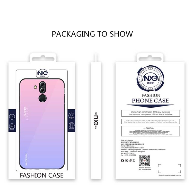 NXE Tempered Glass Back + TPU Mobile Phone Shell for Huawei Mate 20 Lite - Light Purple-6
