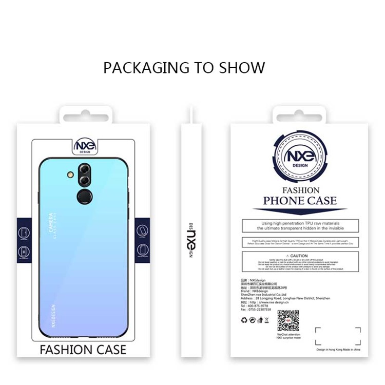 NXE Tempered Glass Back + TPU Phone Accessory Case for Huawei Mate 20 Lite - Baby Blue-6