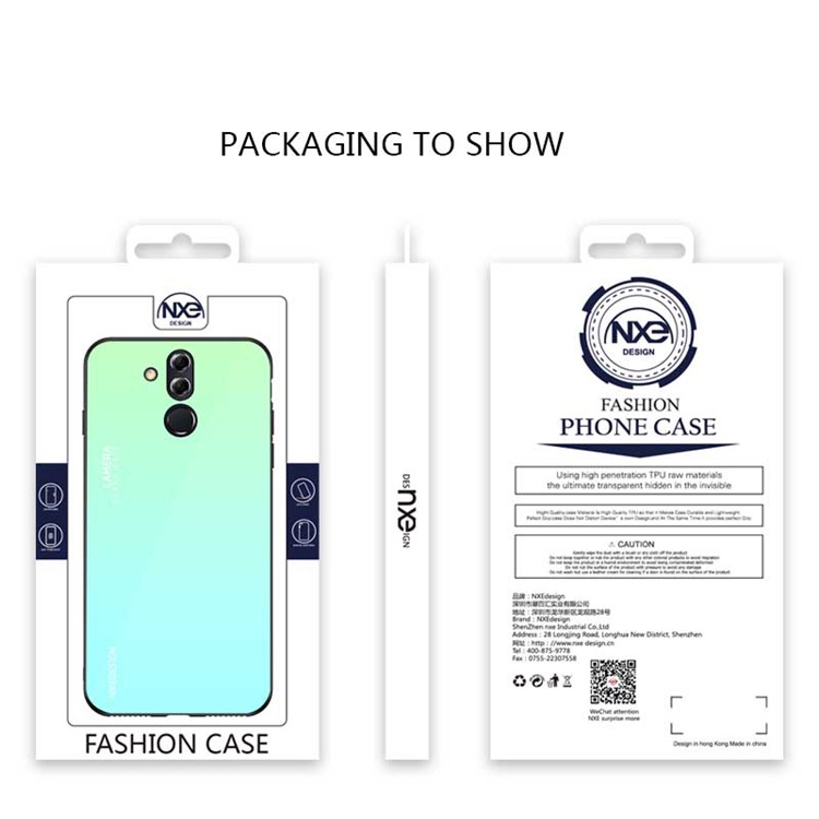 NXE Tempered Glass Back + TPU Hybrid Protection Cover for Huawei Mate 20 Lite - Green-6