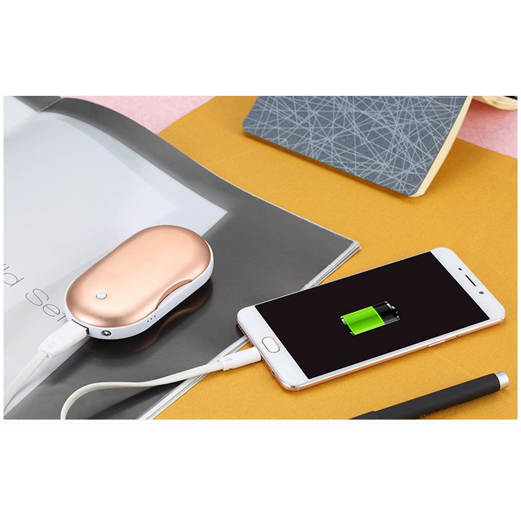 Rechargeable Hand Warmer Massager Power Bank Charger 5200mAh with Flashlight - Pink-2