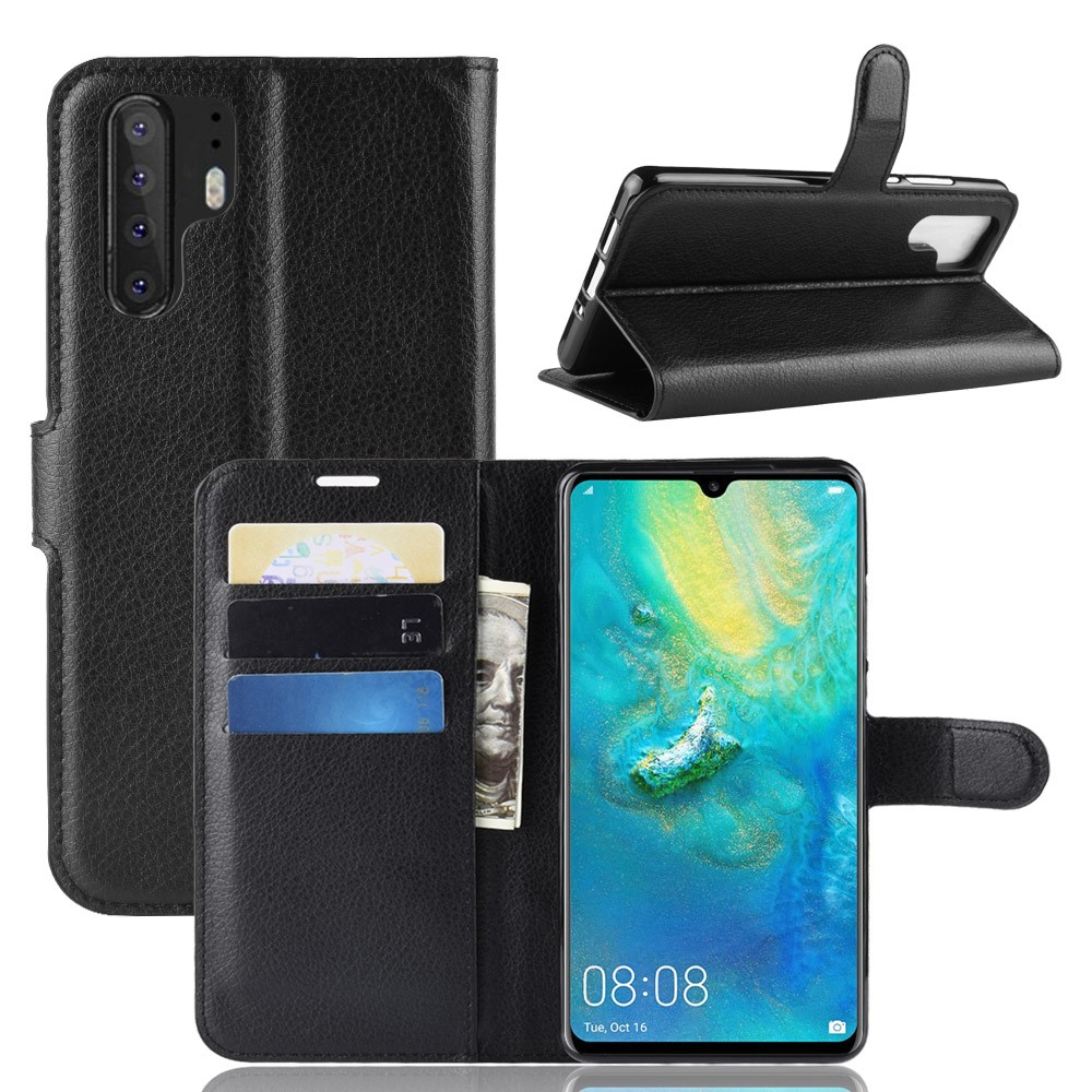 Litchi Texture Wallet Leather Protection Case for Huawei P30 Pro - Black-2