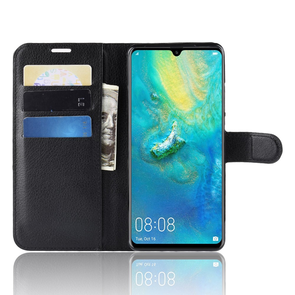 Litchi Texture Wallet Leather Protection Case for Huawei P30 Pro - Black-6