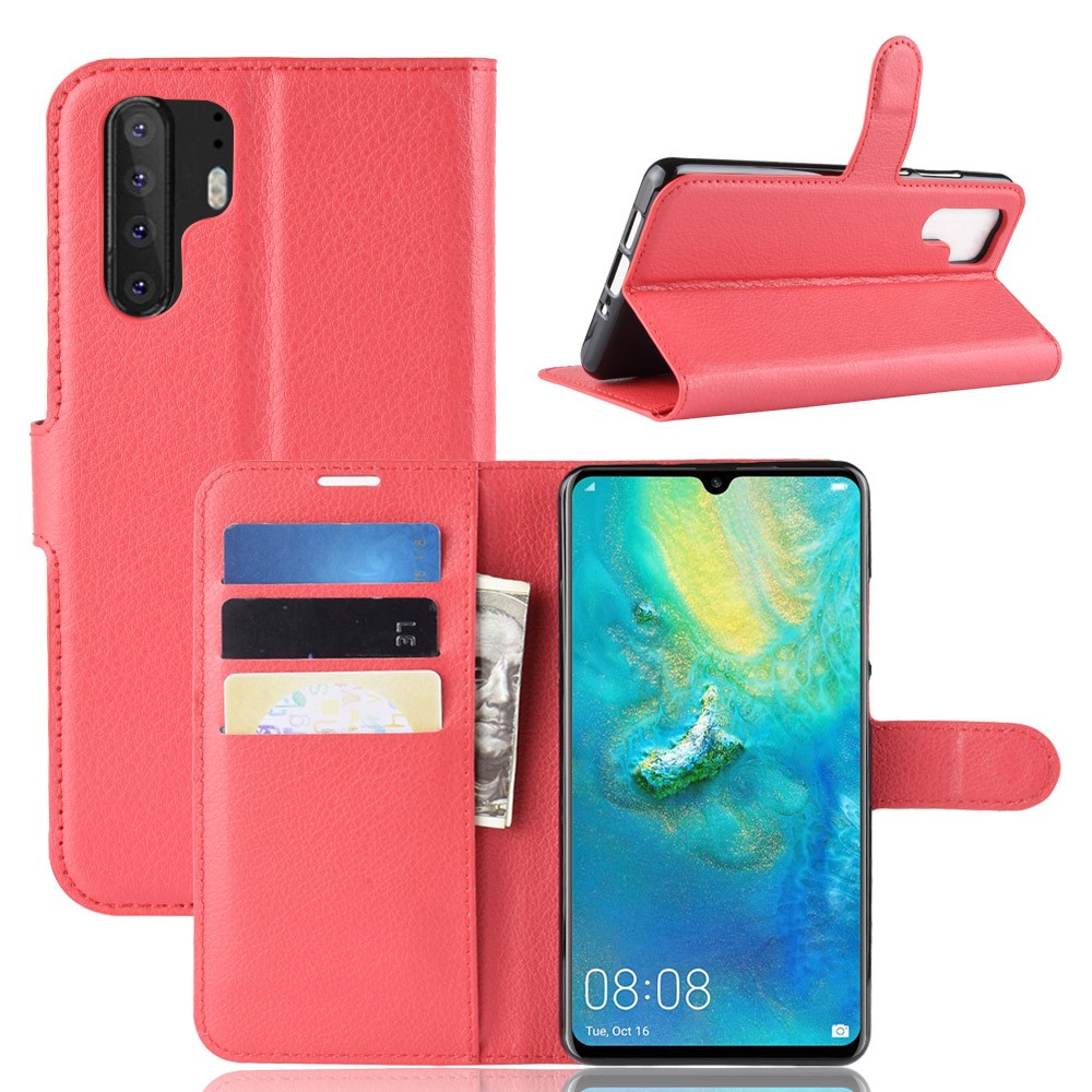 Litchi Texture Wallet Leather Protection Cover for Huawei P30 Pro - Red-1