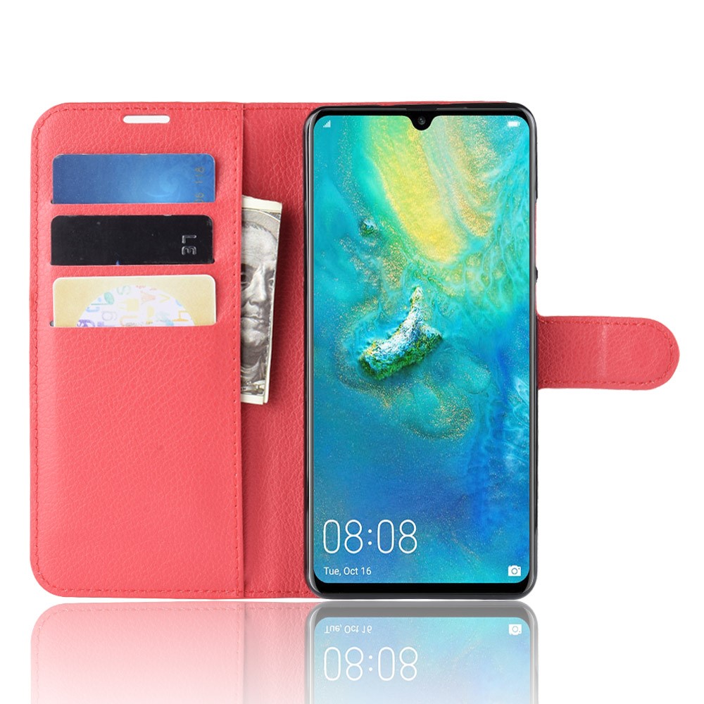 Litchi Texture Wallet Leather Protection Cover for Huawei P30 Pro - Red-5
