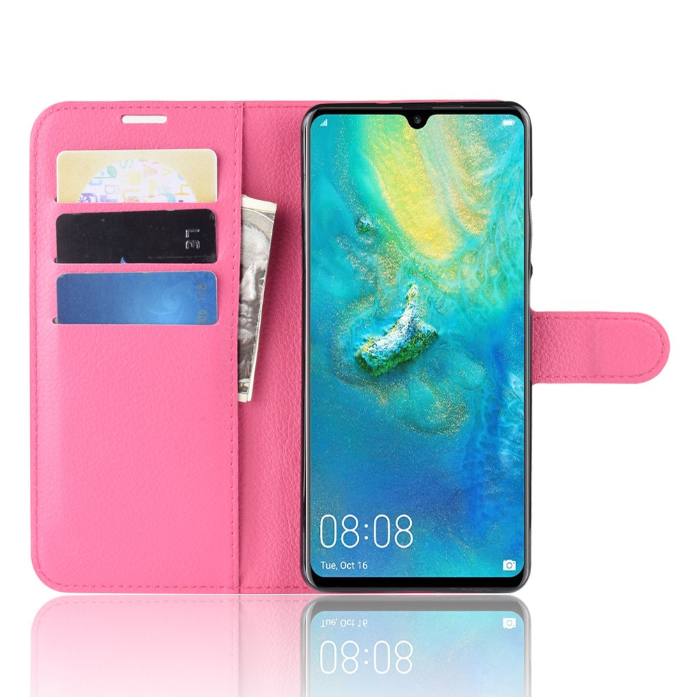 Litchi Texture Wallet Leather Protection Casing for Huawei P30 Pro - Rose-5