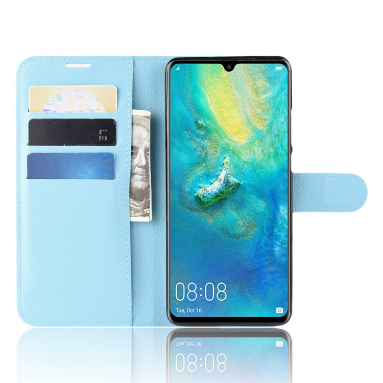 Litchi Texture Wallet Leather Mobile Shell for Huawei P30 Pro - Blue-5