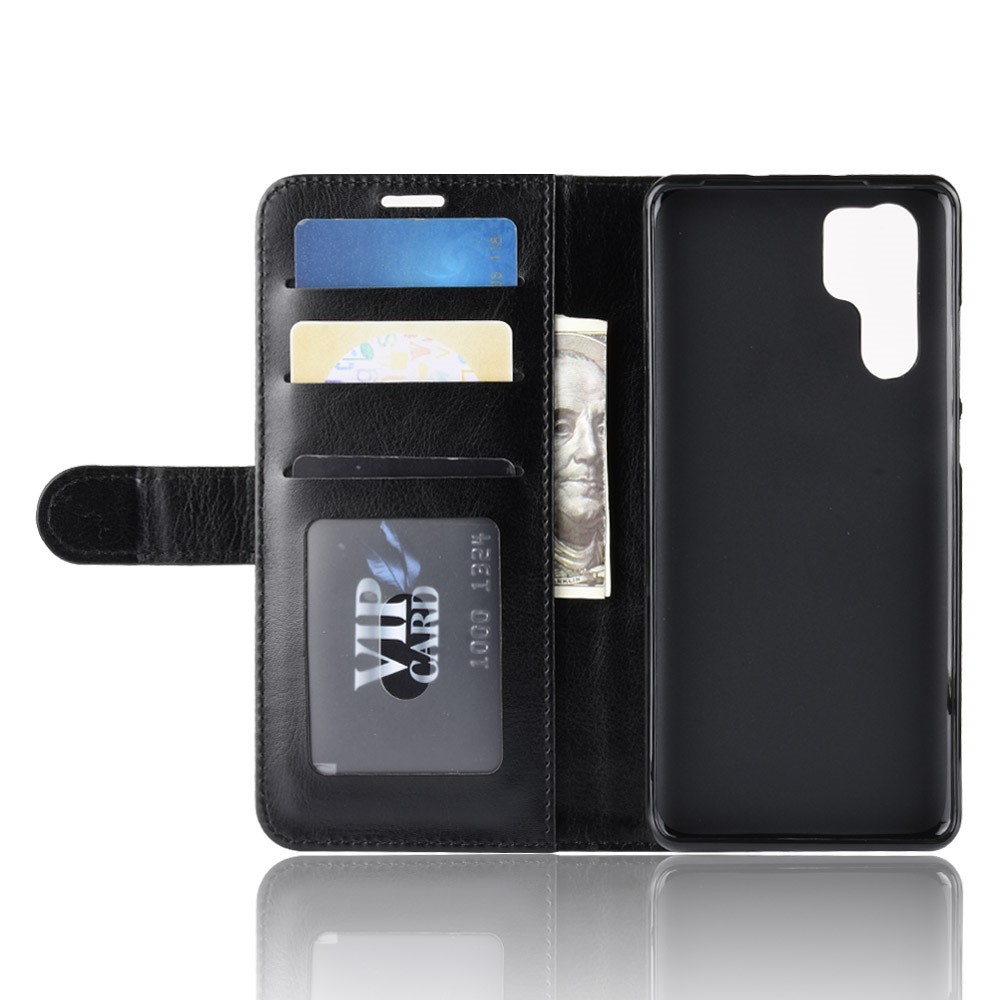 Crazy Horse Magnetic Stand Wallet Leder Handy Hülle Für Huawei P30 Pro - Schwarz