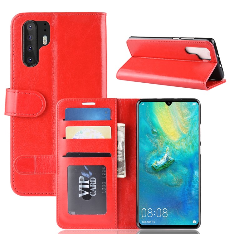 Crazy Horse Magnetic Stand Wallet Leather Mobile Phone Cover for Huawei P30 Pro - Red-2