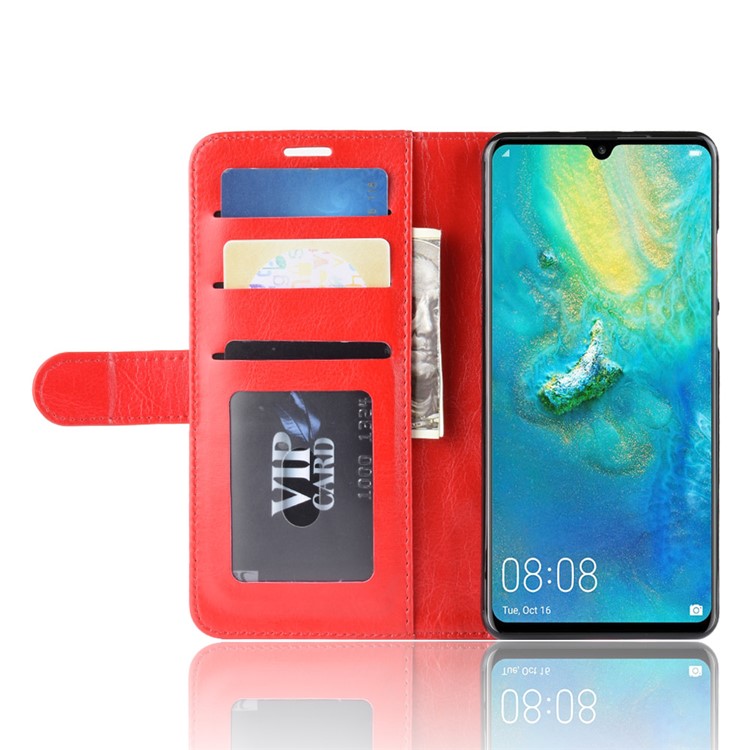 Crazy Horse Magnetic Stand Wallet Leather Mobile Phone Cover for Huawei P30 Pro - Red-5