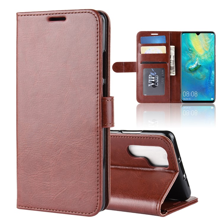 Crazy Horse Magnetic Stand Wallet Leather Cellphone Cover for Huawei P30 Pro - Brown-1