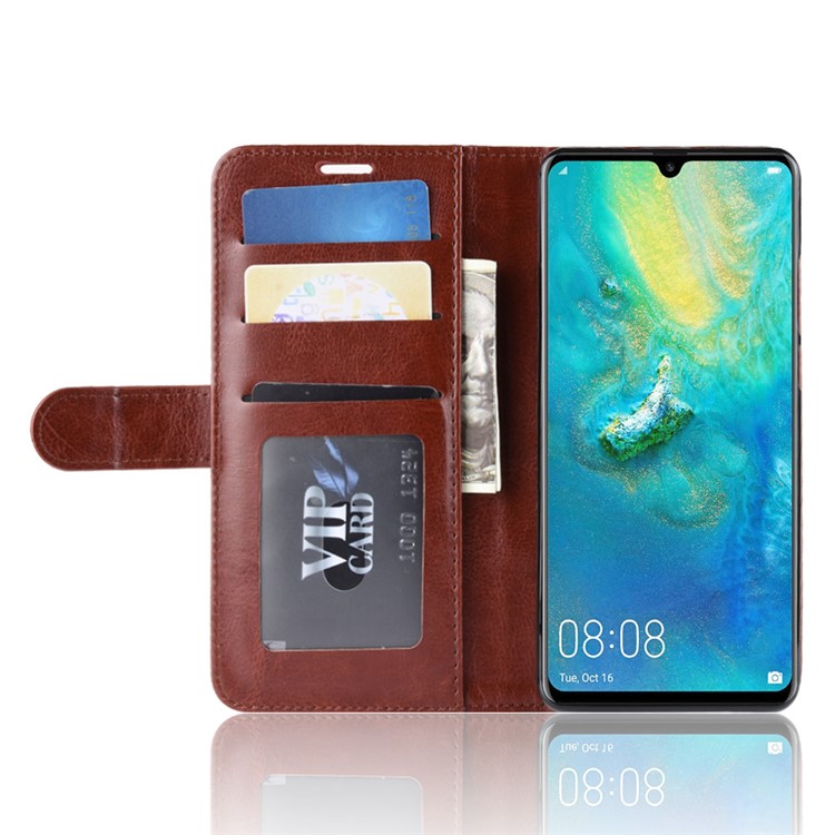 Crazy Horse Magnetic Stand Wallet Leather Cellphone Cover for Huawei P30 Pro - Brown-5