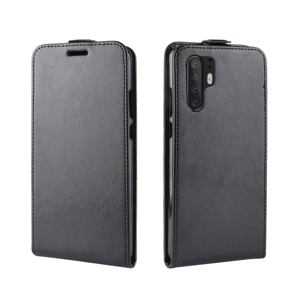 Crazy Horse Vertical Flip Leather Carte Holder Case Pour Huawei P30 Pro - le Noir