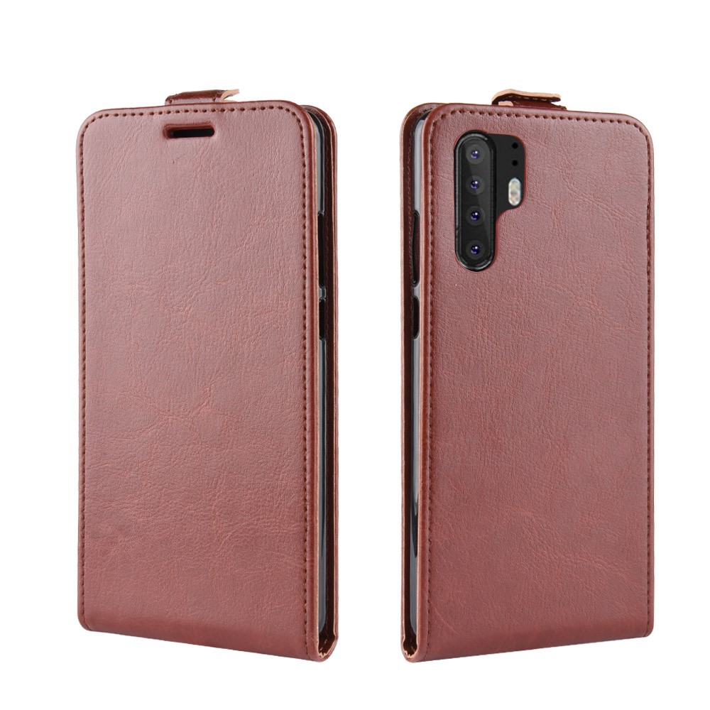 Crazy Horse Vertical Flip Leather Casing Mobile Per Huawei P30 Pro - Marrone