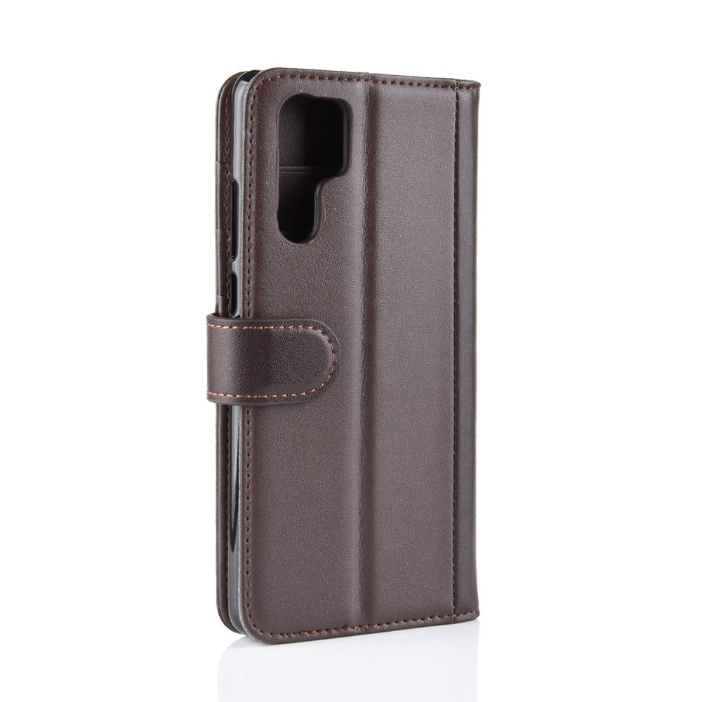 Genuine Split Leather Wallet Stand Cell Phone Cover for Huawei P30 Pro - Brown-4
