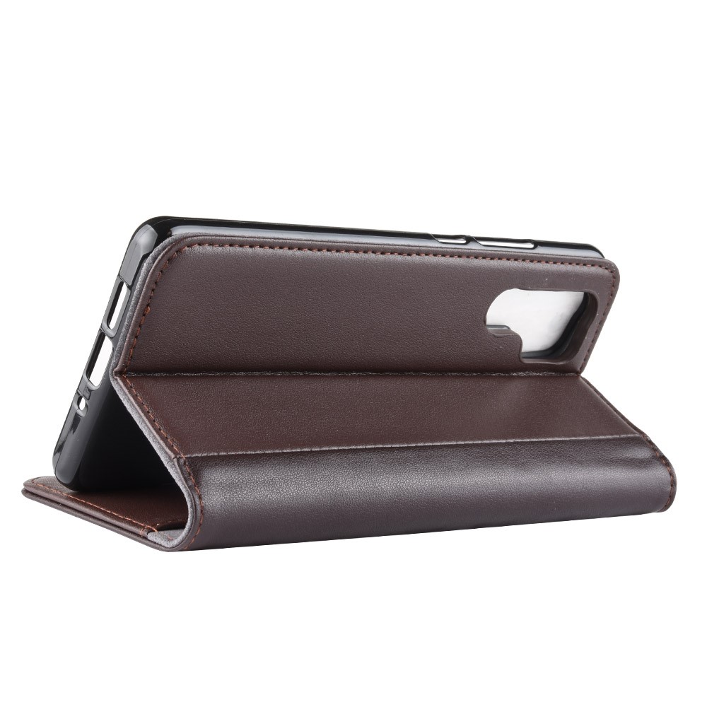 Genuine Split Leather Wallet Stand Cell Phone Cover for Huawei P30 Pro - Brown-8