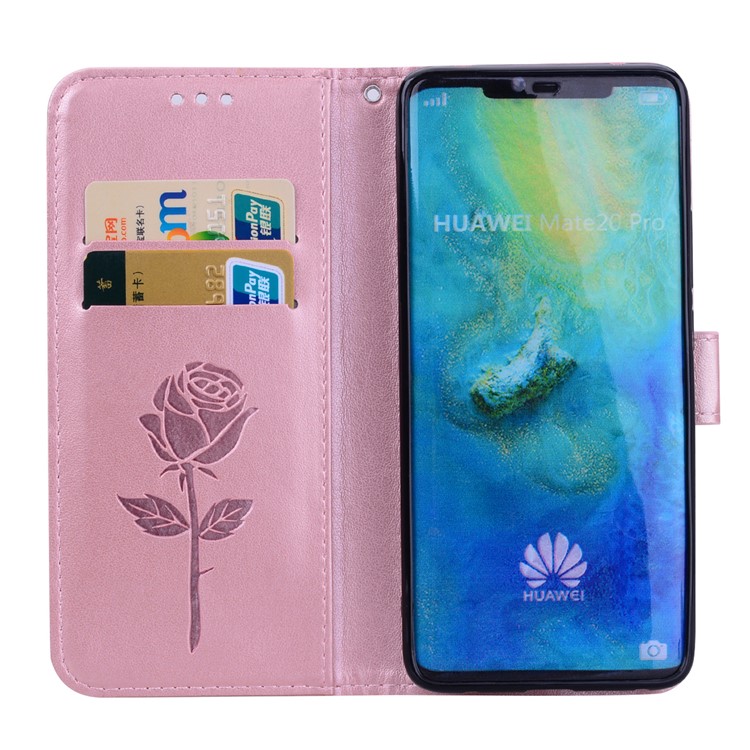 HAT PRINCE Imprinted Rose Wallet Leather Phone Case for Huawei Mate 20 Pro - Pink-5