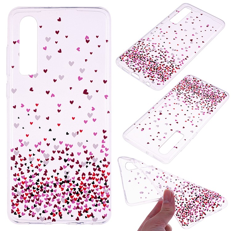 Printing Pattern TPU Mobile Shell for Huawei P30 - Colorful Love Hearts-1