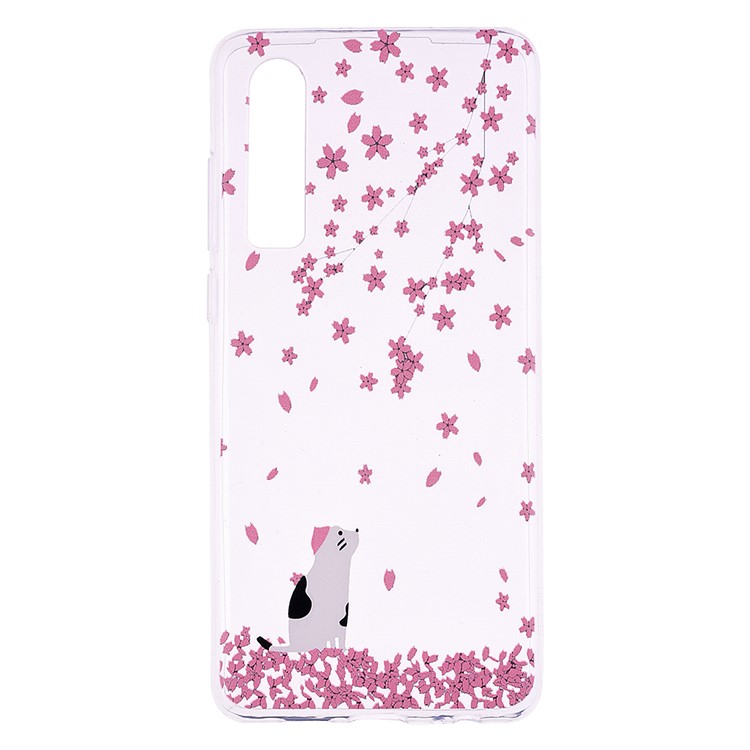 Printing Pattern TPU Cover for Huawei P30 - Pink Flowers and Animal-2