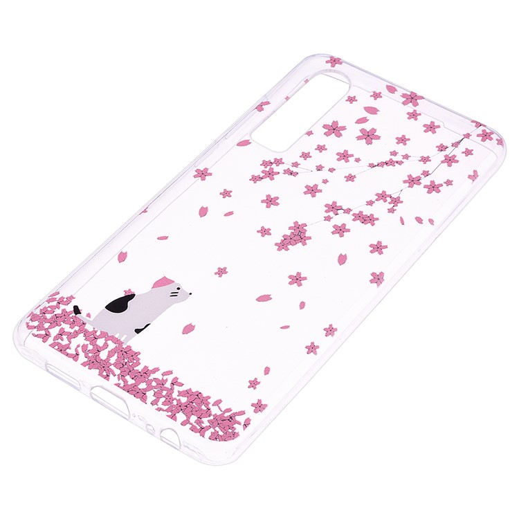 Printing Pattern TPU Cover for Huawei P30 - Pink Flowers and Animal-3