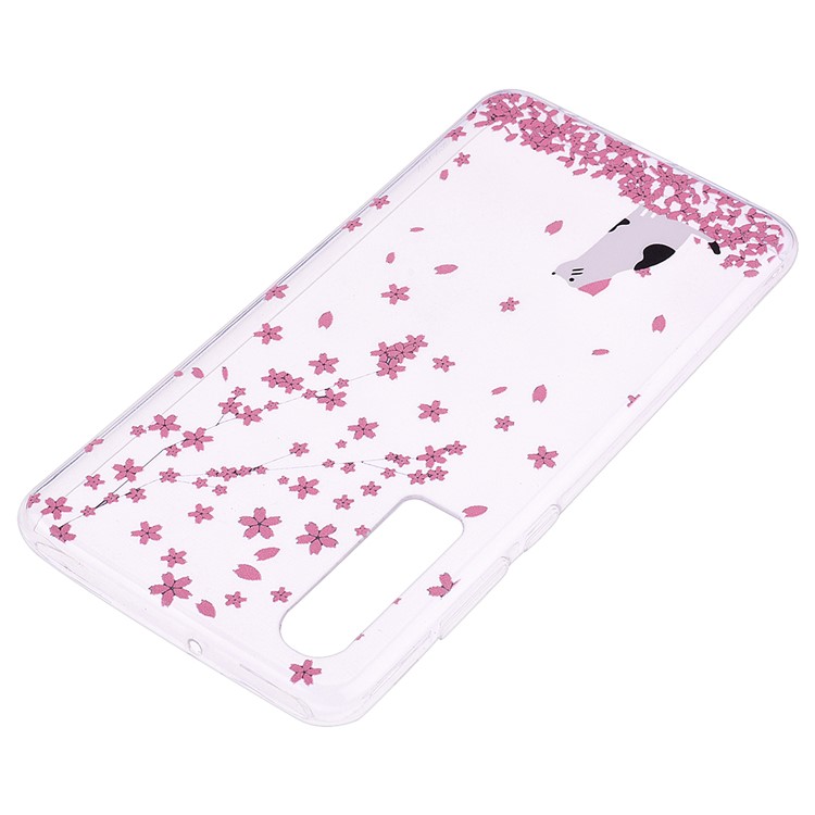 Printing Pattern TPU Cover for Huawei P30 - Pink Flowers and Animal-4