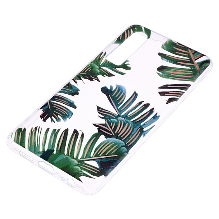 Printing Pattern TPU Phone Cover for Huawei P30 - Green Leaves-3