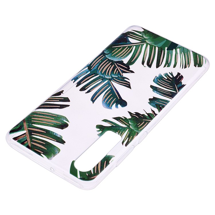 Printing Pattern TPU Phone Cover for Huawei P30 - Green Leaves-4