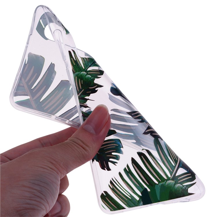 Printing Pattern TPU Phone Cover for Huawei P30 - Green Leaves-5