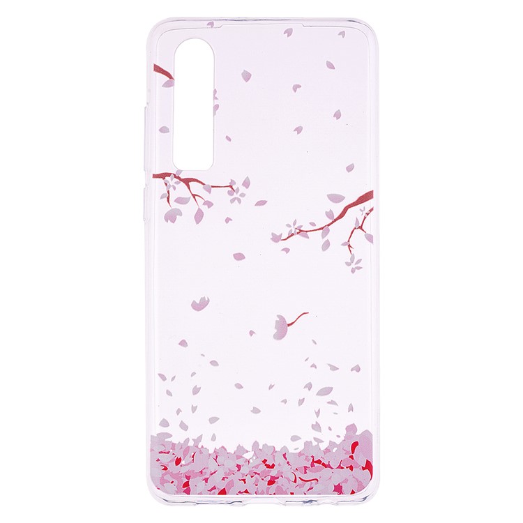 Printing Pattern TPU Mobile Shell Cover for Huawei P30 - Pink Falling Flowers Petals-2