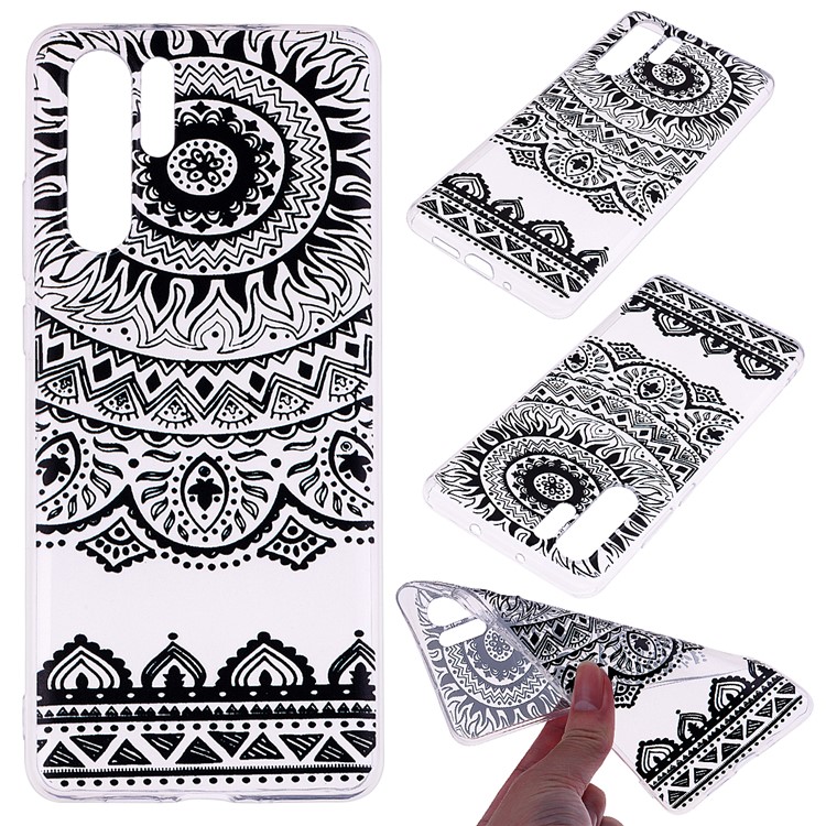 Printing Pattern TPU Mobile Phone Casing for Huawei P30 Pro - Black Lace-1