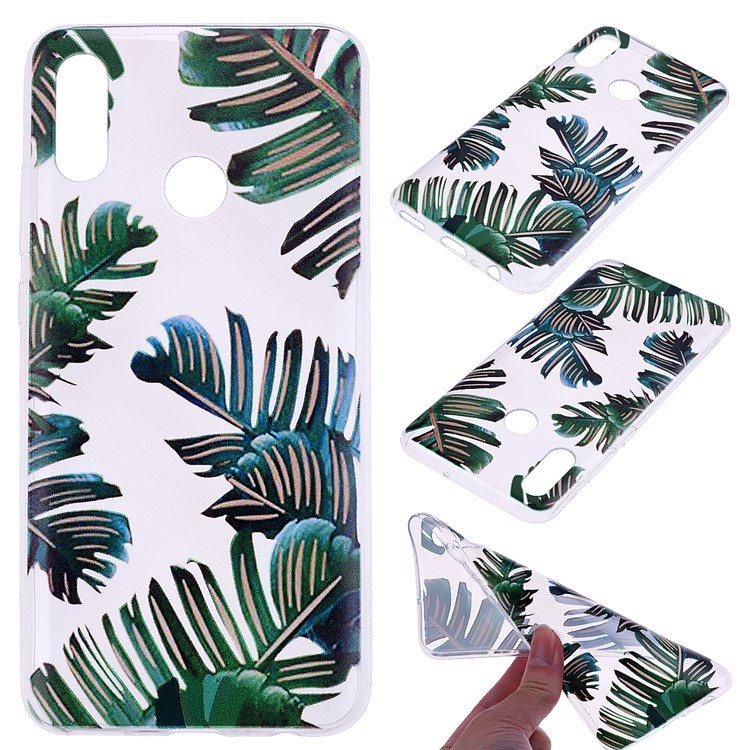 Padrão de Impressão TPU Case Para Huawei P Smart (2019) / Honra 10 Lite - Folhas Verdes