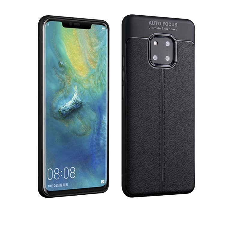 Ultra-thin Litchi Grain Soft TPU Phone Case for Huawei Mate 20 Pro - Black-1