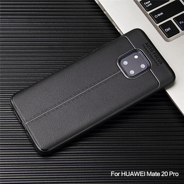 Ultra-thin Litchi Grain Soft TPU Phone Case for Huawei Mate 20 Pro - Black-6