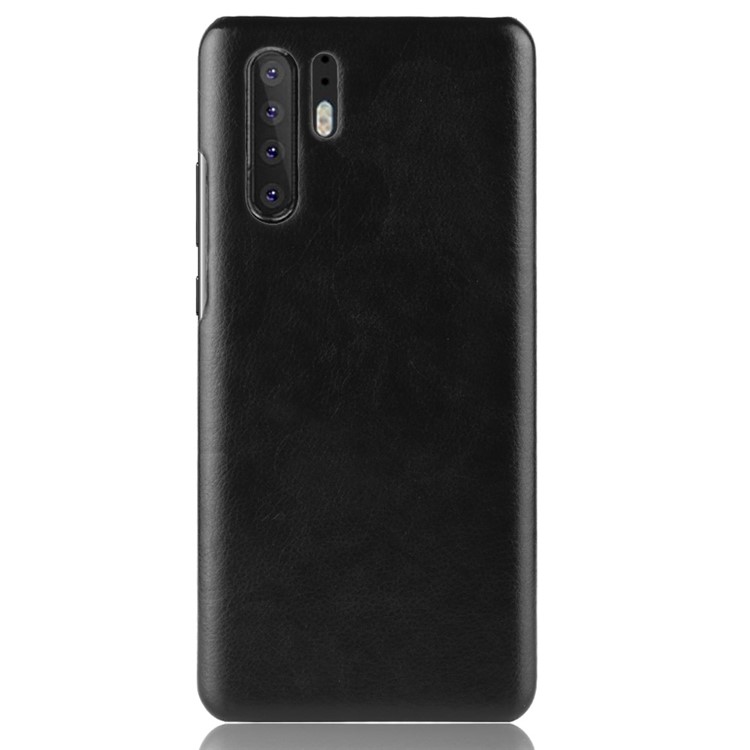 Litchi Skin Leather Coated Hard PC Case for Huawei P30 Pro - Black-3