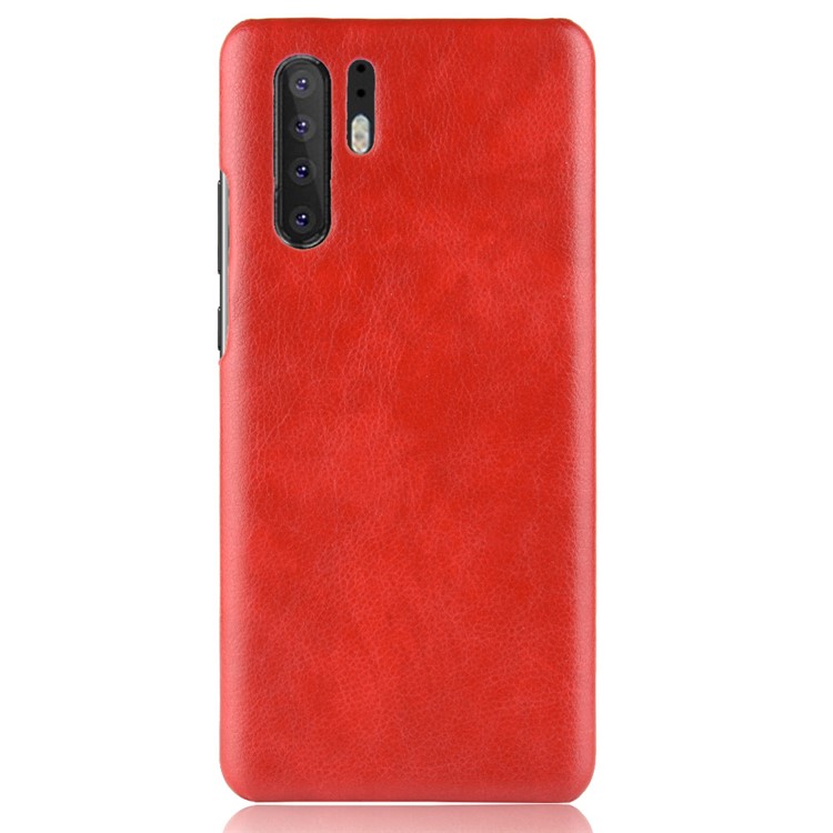Litchi Skin Leather Coated Hard Plastic Case for Huawei P30 Pro - Red-3