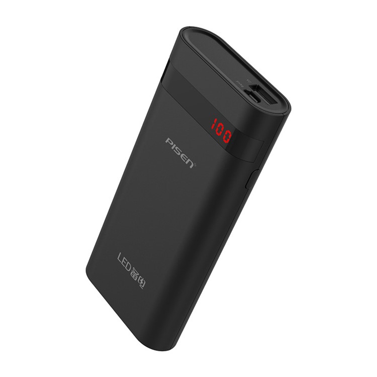 PISEN Micro USB Input 10000mAh Battery Charger Power Bank with LED Digital Display - Black-2