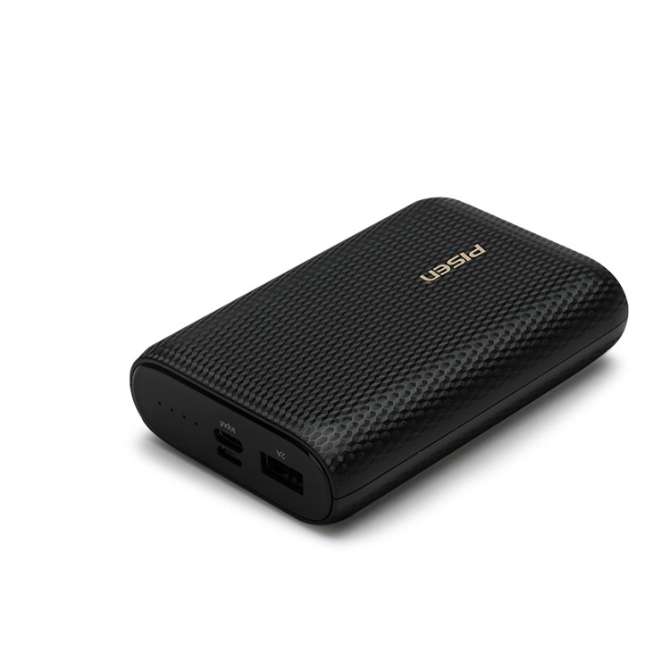 PISEN 10000mAh Single USB Power Bank with Type-C and Micro USB Inputs - Black-3