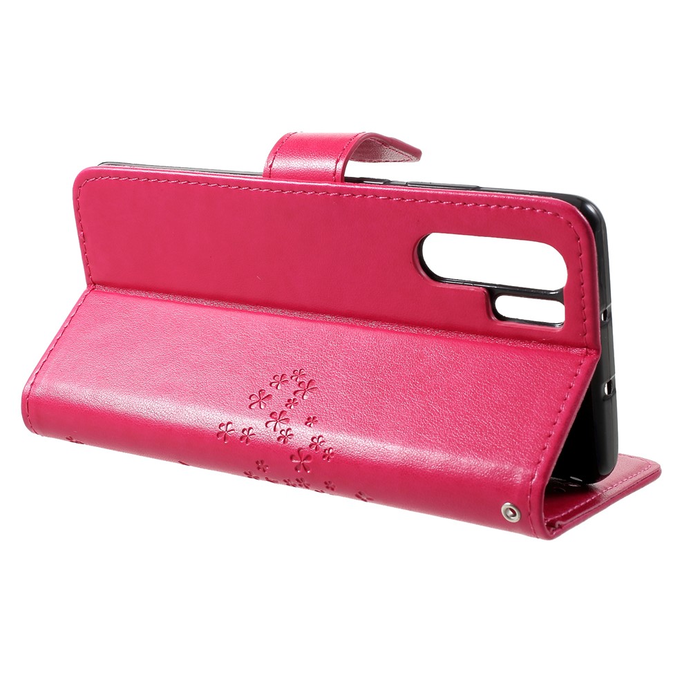 Imprint Butterfly Flower Wallet Stand Leather Cellphone Shell for Huawei P30 Pro - Red-4