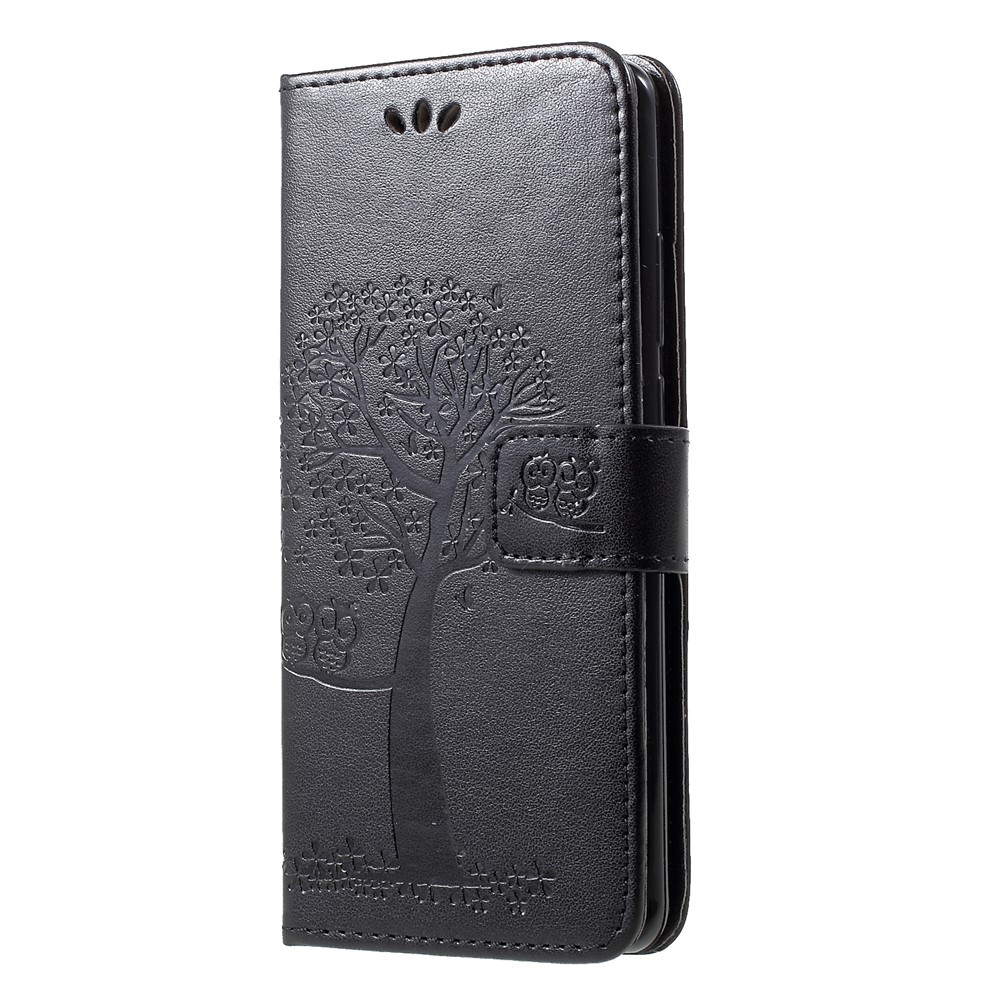 Imprint Butterfly Flower Wallet Stand Leather Cellphone Cover for Huawei P30 Pro - Black-3