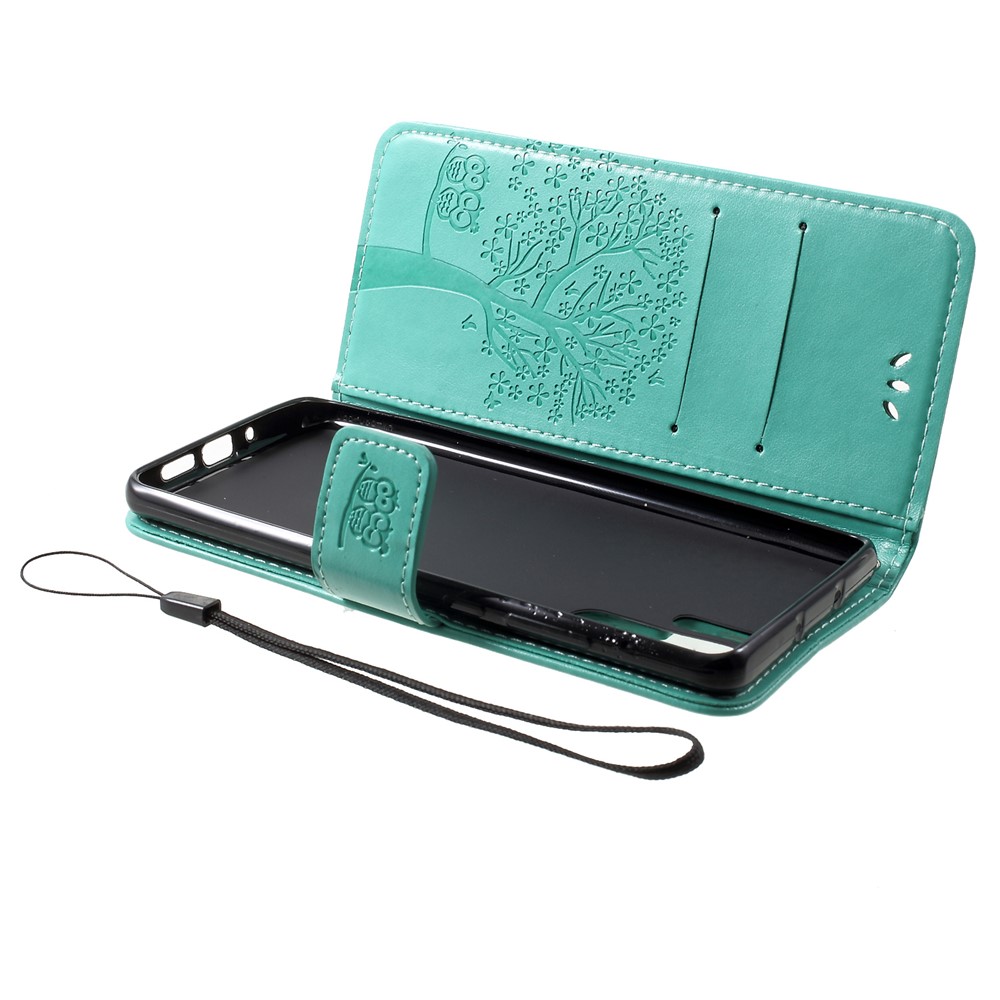 Imprint Butterfly Flower Wallet Stand Leather Cover for Huawei P30 Pro - Green-5