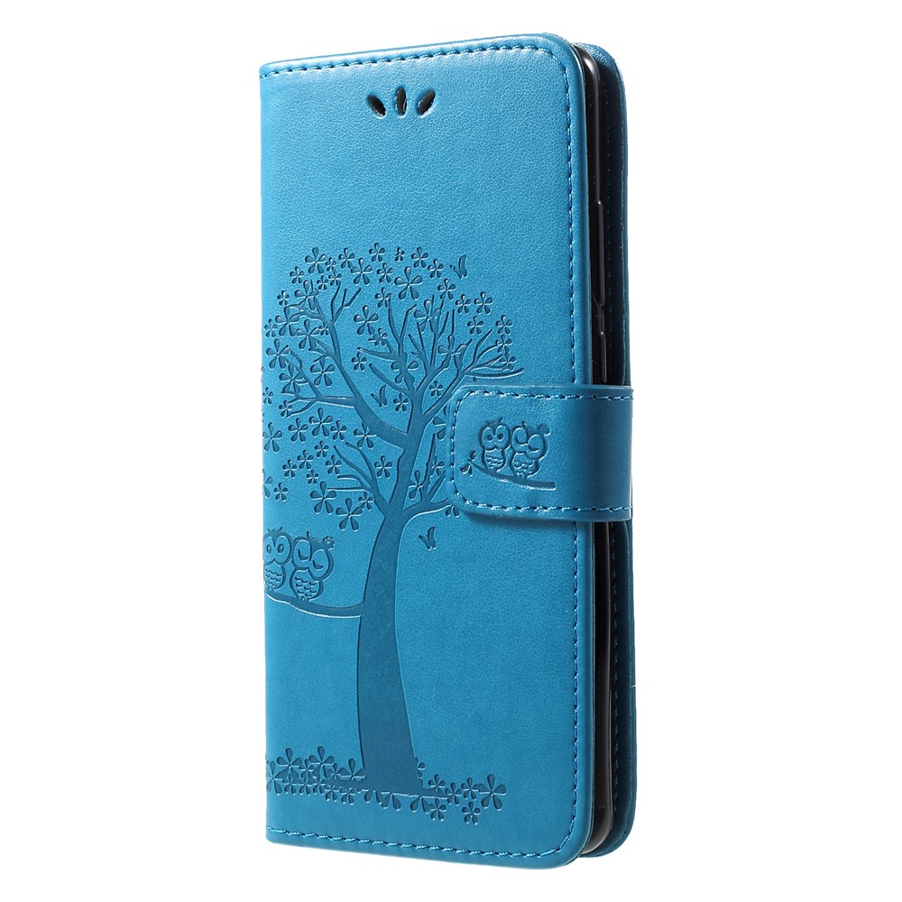 Imprint Butterfly Flower Wallet Stand Leather Casing Cover for Huawei P30 Pro - Blue-3