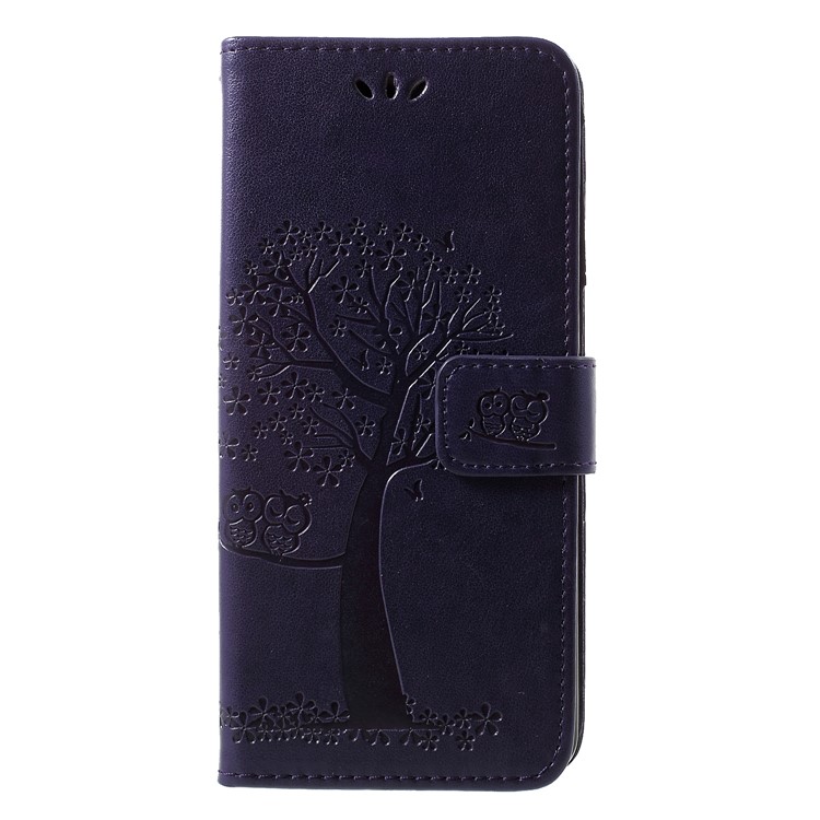 Imprint Butterfly Flower Wallet Stand Leather Accessory Cover for Huawei P30 Pro - Dark Purple-1