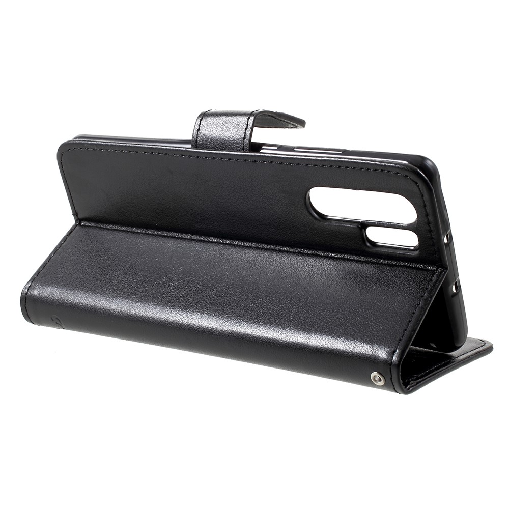 Imprint Butterfly Flower Wallet Stand Leather Cellphone Cover for Huawei P30 Pro - Black-4